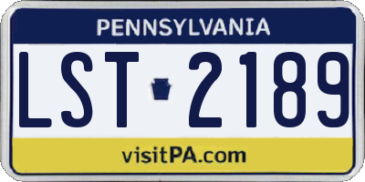 PA license plate LST2189
