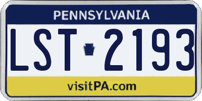 PA license plate LST2193