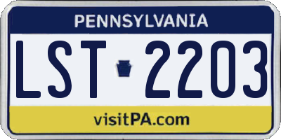 PA license plate LST2203
