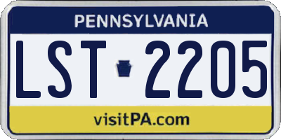 PA license plate LST2205