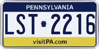 PA license plate LST2216