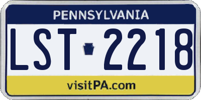 PA license plate LST2218