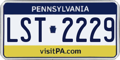 PA license plate LST2229