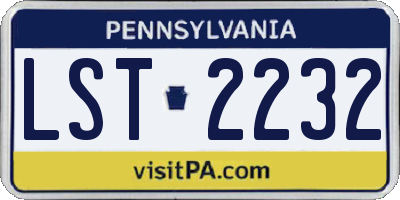PA license plate LST2232