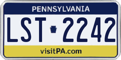 PA license plate LST2242