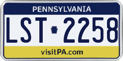 PA license plate LST2258