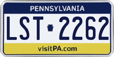 PA license plate LST2262