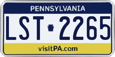 PA license plate LST2265