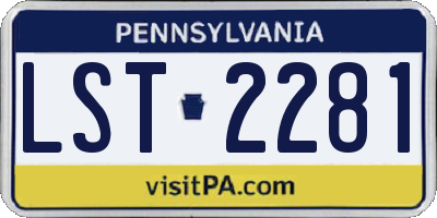 PA license plate LST2281