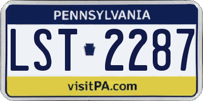 PA license plate LST2287