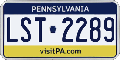 PA license plate LST2289
