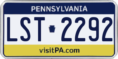 PA license plate LST2292