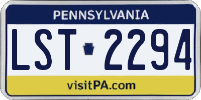 PA license plate LST2294