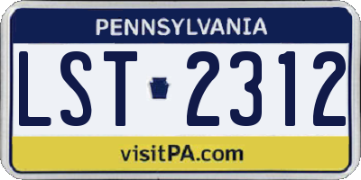 PA license plate LST2312