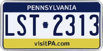PA license plate LST2313