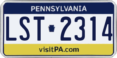 PA license plate LST2314