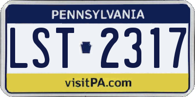 PA license plate LST2317