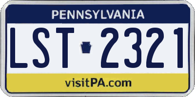 PA license plate LST2321