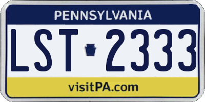 PA license plate LST2333