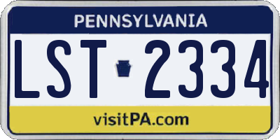 PA license plate LST2334