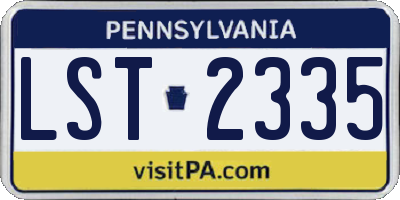PA license plate LST2335
