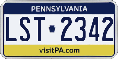PA license plate LST2342