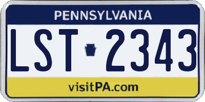 PA license plate LST2343