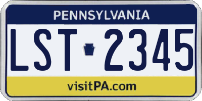 PA license plate LST2345