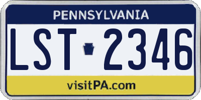 PA license plate LST2346
