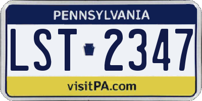 PA license plate LST2347
