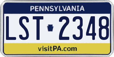 PA license plate LST2348