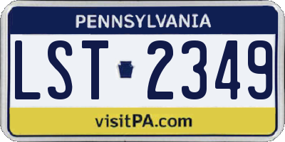 PA license plate LST2349