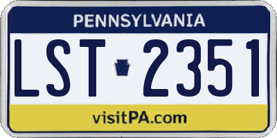 PA license plate LST2351