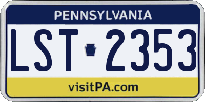PA license plate LST2353