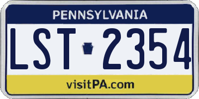 PA license plate LST2354