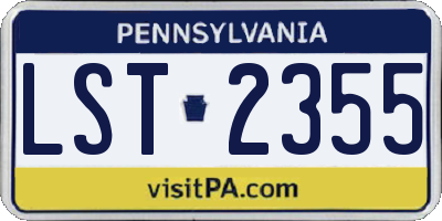 PA license plate LST2355
