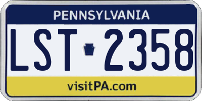 PA license plate LST2358
