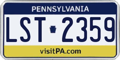 PA license plate LST2359