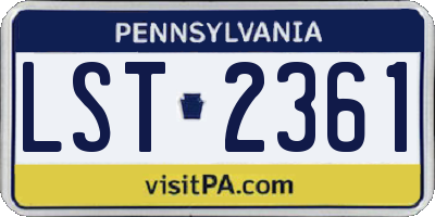 PA license plate LST2361