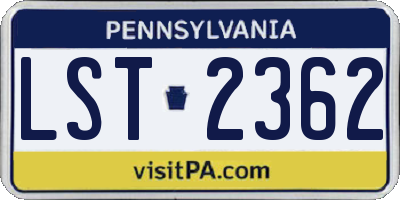 PA license plate LST2362