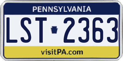 PA license plate LST2363
