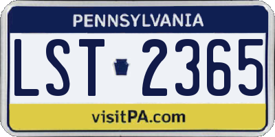PA license plate LST2365