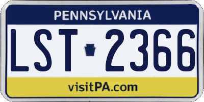 PA license plate LST2366