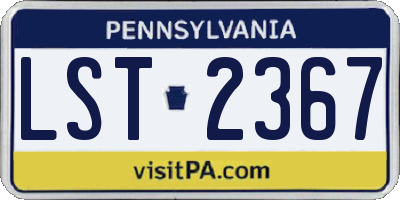 PA license plate LST2367