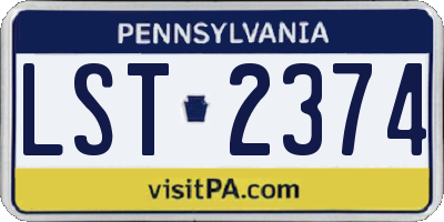 PA license plate LST2374