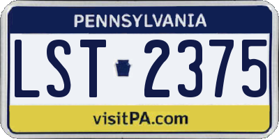 PA license plate LST2375