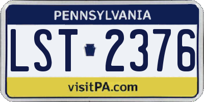 PA license plate LST2376
