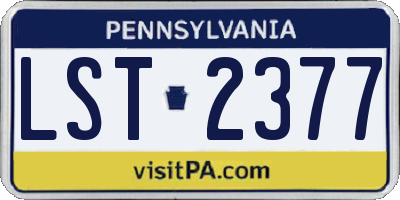 PA license plate LST2377
