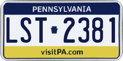 PA license plate LST2381