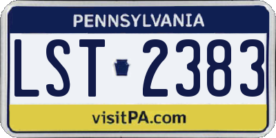 PA license plate LST2383